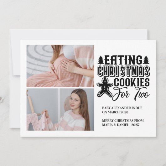 2 Photo Christmas Cookies for 2 妊娠 シーズンカード (正面)
