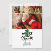 2 Photo Christmas Tree Lights First Christmas シーズンカード (正面)