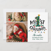 2 Photo Christmas Tree Lights First Christmas シーズンカード (正面)