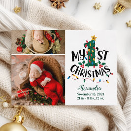 2 Photo Christmas Tree Lights First Christmas シーズンカード