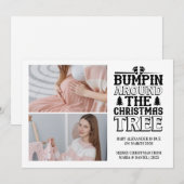 2 Photo Christmas Tree Pregnancy Announcement シーズンカード (正面/裏面)