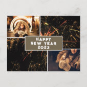2 Photo Collage Firework Happy New Year 2023 ポストカード (正面)