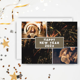 2 Photo Collage Firework Happy New Year 2023 ポストカード