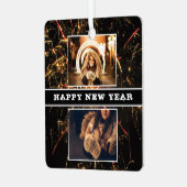 2 Photo Collage Firework Happy New Year 2023 メタルオーナメント (正面左)