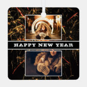 2 Photo Collage Firework Happy New Year 2023 メタルオーナメント (裏面)