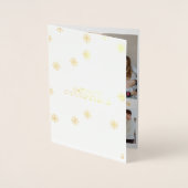 2 Photo Collage Merry Christmas Green Holiday Card 箔カード (正面)