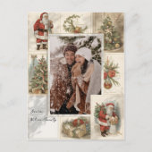 2 Photo Collage Merry Christmas Vintage Holiday シーズンポストカード (正面)