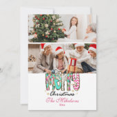 2 Photo Colorful Retro Merry Christmas シーズンカード (正面)