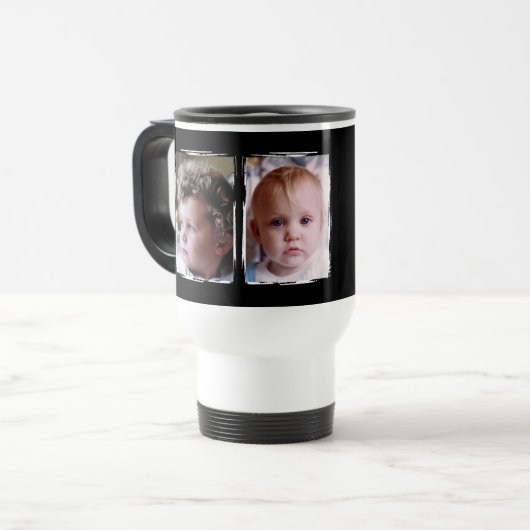 2 photo custom text white black トラベルマグ (正面左)