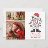 2 Photo Cute Santa Baby 1st Christmas シーズンカード (正面)