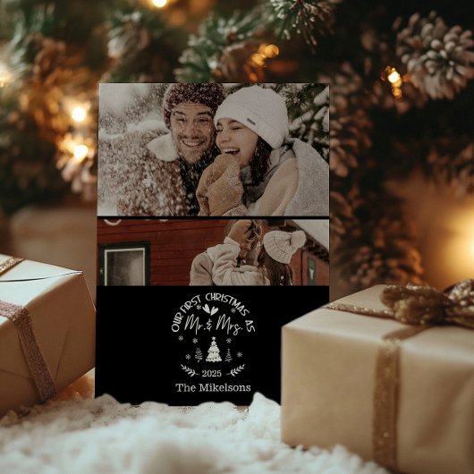 2 Photo First Christmas as Mr. & Mrs シーズンカード