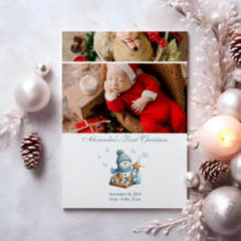 2 Photo First Christmas Birth Announcement  シーズンカード