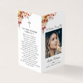 2 Photo Floral Simple Memorial Folder Prayer Card (外部)