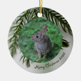 2 Photo Front & Back Evergreen Christmas Ornament セラミックオーナメント