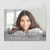 2 Photo Graduation Modern Script Save the Date 案内ポストカード (正面)