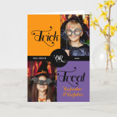 2 Photo Halloweenのコツまたはトリート カード (黄色い花)