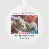 2 Photo Kitten's 1st Meowy Christmas Any文字ペット オーナメント (正面)