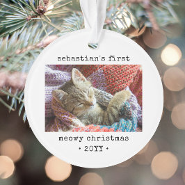 2 Photo Kitten's 1st Meowy Christmas Any文字ペット オーナメント