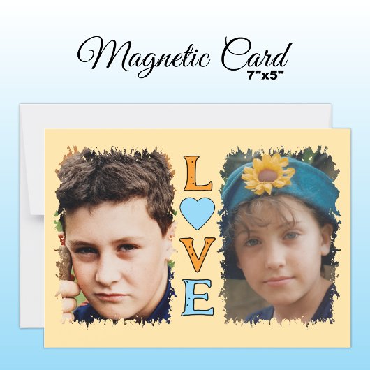 2 photo love orange blue magnetic card マグネット招待状