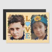 2 photo love orange blue magnetic card マグネット招待状 (正面/裏面)