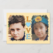 2 photo love orange blue magnetic card マグネット招待状 (正面)