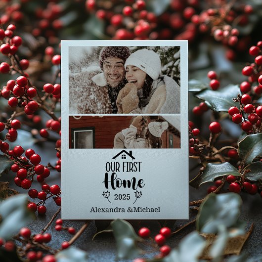 2 Photo Minimialist Christmas Our First Home シーズンカード