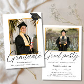 2 Photo Modern Calligraphy Script Graduation Party 招待状