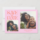 2 Photo Mystical Modern Typography Orange Pink セーブザデート (正面)