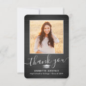 2 Photo New Address Brushed Black Graduation サンキューカード (正面)