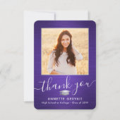 2 Photo New Address Brushed Purple Graduation サンキューカード (正面)