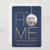 2 Photo New Home Address Navy Blue & Moving シーズンカード (正面)