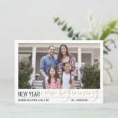 2 Photo New Year New Beginningシンプル Script金ゴールド シーズンカード (スタンド正面)
