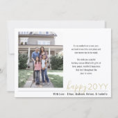 2 Photo New Year New Beginningシンプル Script金ゴールド シーズンカード (裏面)