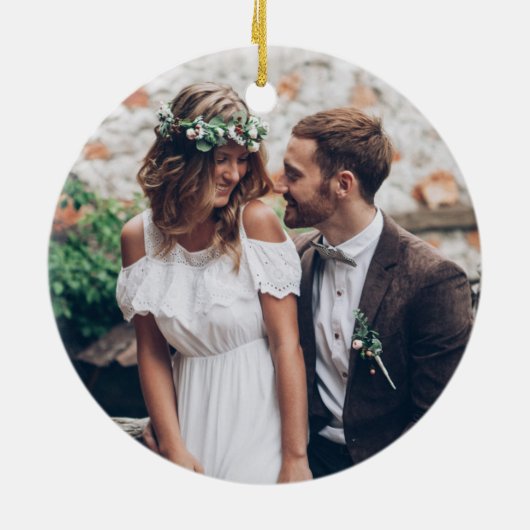 2 Photo Newlyweds第1回クリスマス・ミニマルモダンリスト セラミックオーナメント (裏面)