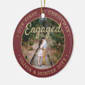2 Photo Our初めてのクリスマス婚約したBurgundy金ゴールド セラミックオーナメント (左)