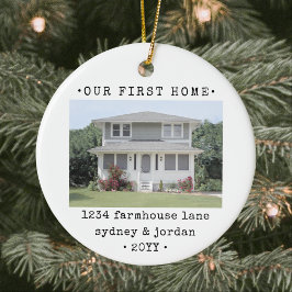 2 Photo Our最初のホームモダン引っ越し祝いパーティー セラミックオーナメント
