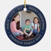 2 Photo Peace Love Joyメリークリスマスブラシ海軍 セラミックオーナメント (裏面)