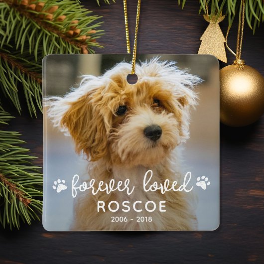 2 Photo Pet Memorial Forever Loved セラミックオーナメント