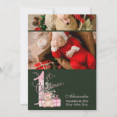 2 Photo  Pink Green Baby First Christmas シーズンカード (正面)