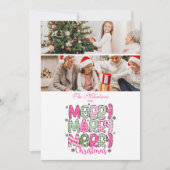2 Photo Pink Green Merry Christmas Holiday シーズンカード (正面)