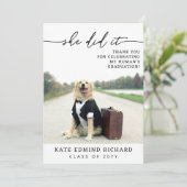 2 Photo Script Heart Dog Graduation   サンキューカード (スタンド正面)