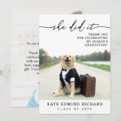 2 Photo Script Heart Dog Graduation   サンキューカード (正面/裏面)