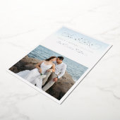 2 Photo & Silver Script Seaside Beach Wedding 箔招待状 (回転した状態)
