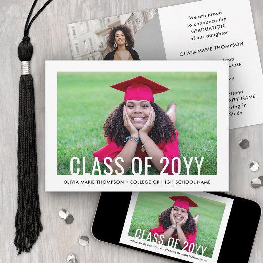 2 Photo Simple Modern Bold Class Year Graduation 案内状