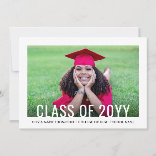 2 Photo Simple Modern Bold Class Year Graduation 案内状 (正面)