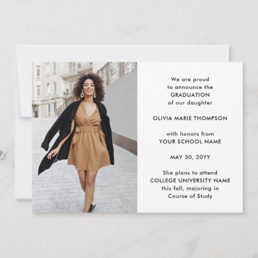 2 Photo Simple Modern Bold Class Year Graduation 案内状 (裏面)