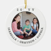 2 Photo Simple Typography Year Black and White セラミックオーナメント (正面)