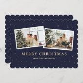 2 Photo Starry Blue Merry Christmas シーズンカード (正面/裏面)