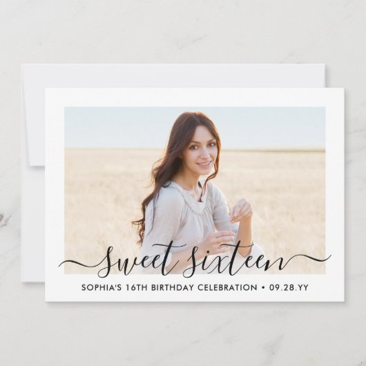 2 Photo Sweet 16誕生日スエレガントクリプト 招待状 (正面)
