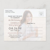 2 Photo Sweet 16誕生日赤面金ゴールド保存日 インビテーションポストカード (裏面)